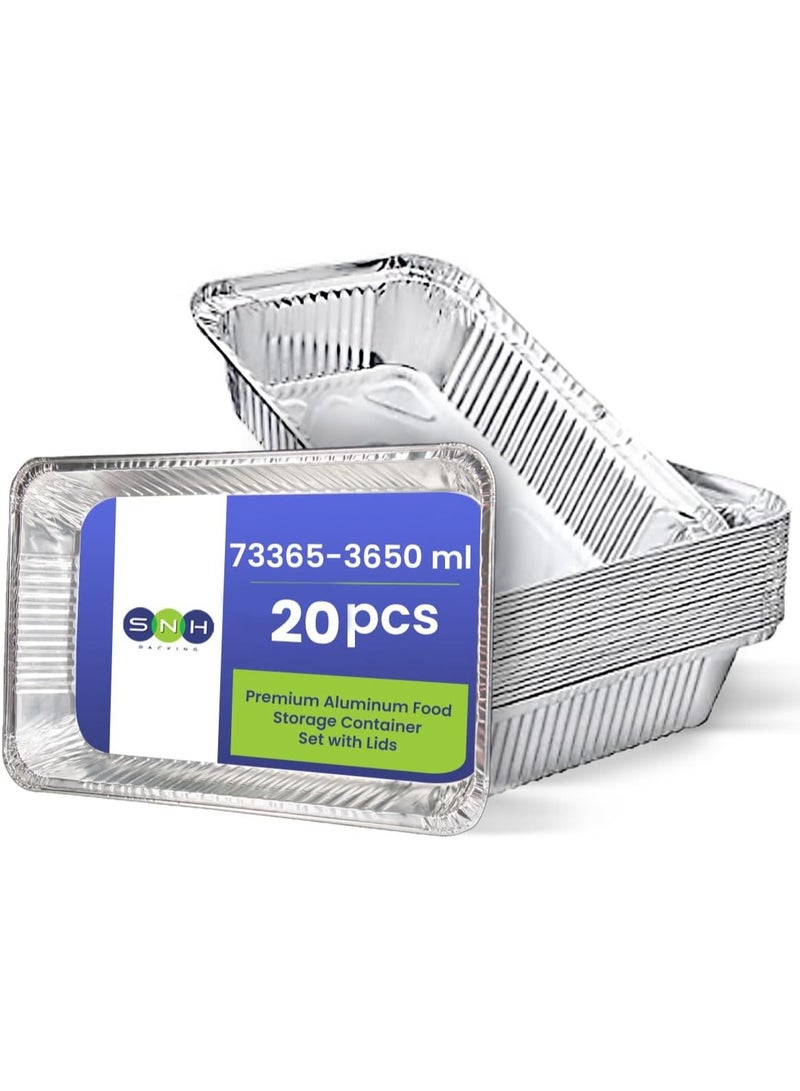 إس إن إتش باكينج حاوية مستطيلة من الألومنيوم 3650 مل مع غطاء لوح ألومنيوم شديد التحمل 20 قطعة - Image 1